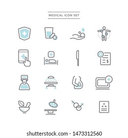 set of medical line icon.