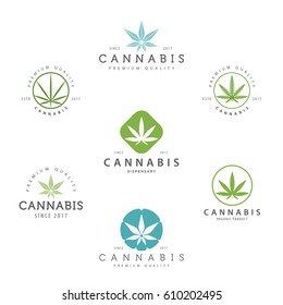 Set Of Medical Marijuana Cannabis Leaf Logo, Labels.