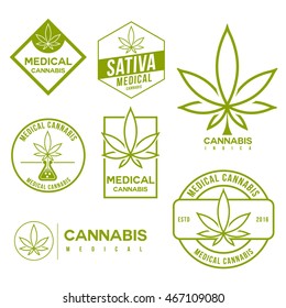 Set Of Medical Marijuana Cannabis Logo Template 
