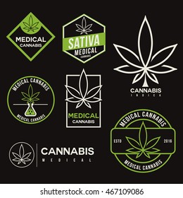 Set Of Medical Marijuana Cannabis Logo Template 