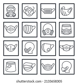 set of Medical Mask elements symbol template for graphic and web design collection logo vector illustration