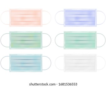 Set of medical mask isolated on white background. Vector illustration. Eps 10.