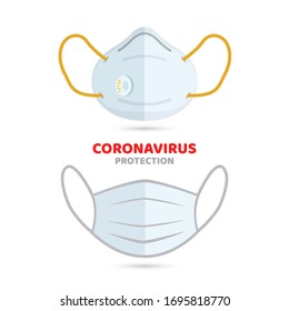Set of medical mask in isolated vector. Medical face mask to protect from viruses and polluted air. realistic illustration of medical mask on transparent background.