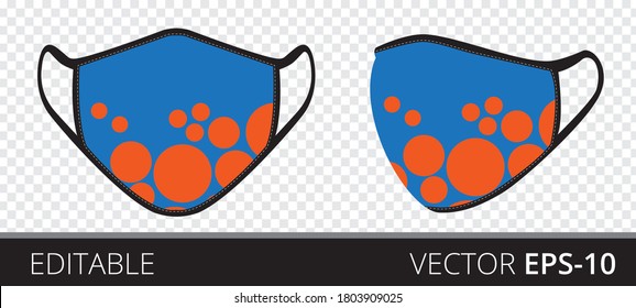 Colocar mascarilla médica con telas estampadas para protegerse contra la infección, el aire contaminado y la transmisión del coronavirus covid-19. Ilustración vectorial. Aislado sobre un fondo transparente.