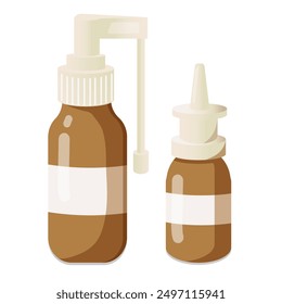 Set of medical medicines for throat and nose. Vector illustration EPS10.