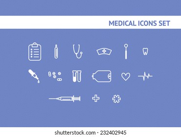 Set of the medical outline icons. Vector illustration.