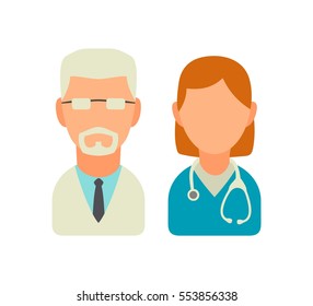 Set medical people icon. Vector flat illustration isolated on white background.
