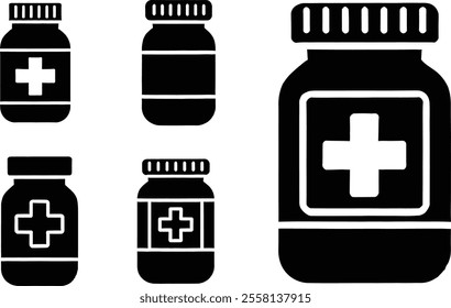 set of medical Pill Bottle vector for design