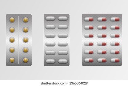 Set of medical pills vector design illustration