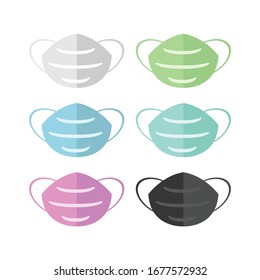 Conjunto De Máscara Protectora Médica aislada En Fondo Blanco. Vector