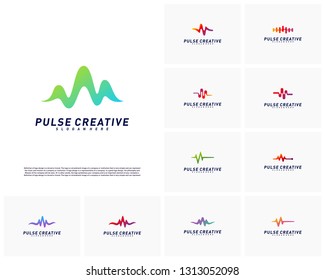 Set of Medical Pulse or Wave logo design concept.Health Pulse logo template vector. Icon Symbol