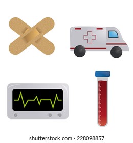 a set of medical related elements on a white background