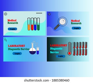 Set Of Medical Research Web Page Design Templates, Laboratory Diagnostics, Medical Device Development