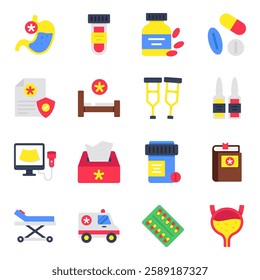 Set of Medical and Science Flat Icons

