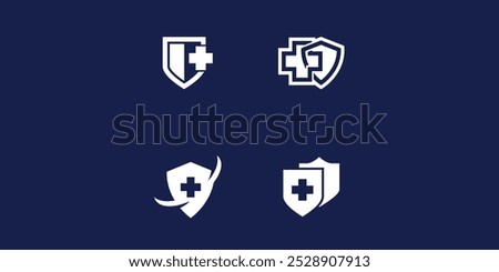 Set of Medical Shield Logo Design. Health protection shield logo designs for medical clinic service.