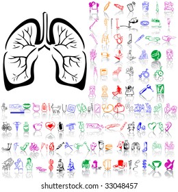 Set of medical sketches. Part 11. Isolated groups and layers. Global colors.