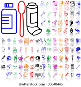 Set of medical sketches. Part 7. Isolated groups and layers. Global colors.