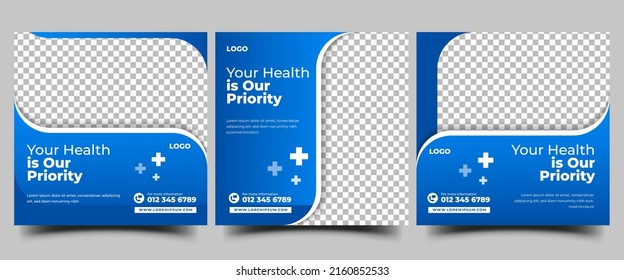 Set of Medical social media post template design