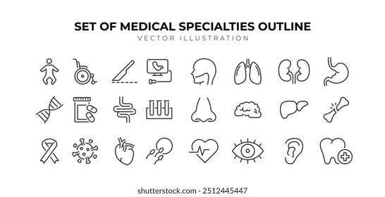 Conjunto de ícones de ESPECIALIDADES MÉDICAS