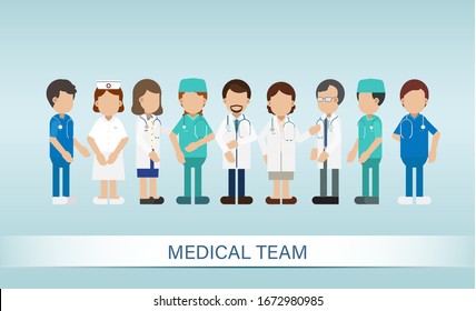 Set of medical staff characters, vector illustration