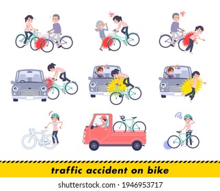 A set of Medical staff women in a bicycle accident.It's vector art so easy to edit.