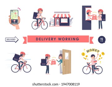 A set of Medical staff women doing delivery work.It's vector art so easy to edit.