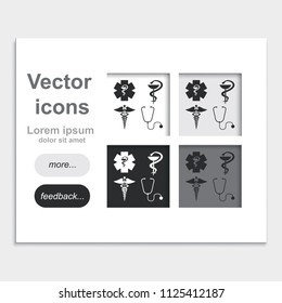 Set medical symbol flat placed on web page template vector icon.