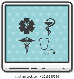 Set medical symbol flat vector icon.