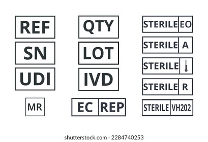 Set of medical symbols. Graphical Symbols for Medical devices.
