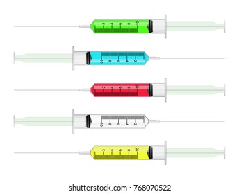 set of the medical syringes amazing colorful