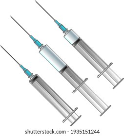 Set of medical syringes with different filled of vaccine.