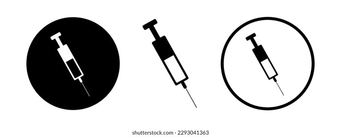 A set of medical syringes. Vaccine and syringe icon. Injection vector illustration.