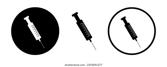 A set of medical syringes. Vaccine and syringe icon. Injection vector illustration.
