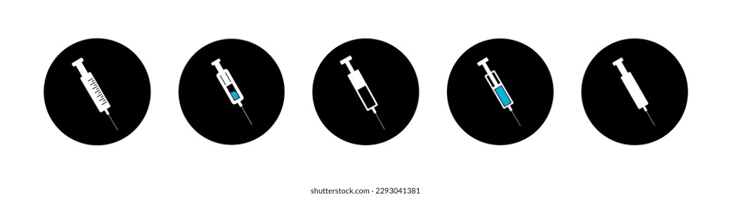 A set of medical syringes. Vaccine and syringe icon. Injection vector illustration.