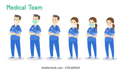 Set Medical Team Character Vector