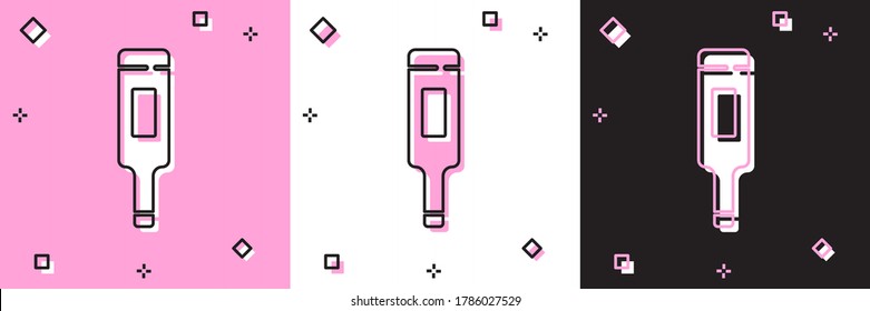 Set Medical thermometer for medical examination icon isolated on pink and white, black background. Vector.