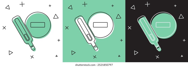 Set Medical thermometer for medical examination icon isolated on white and green, black background.  Vector
