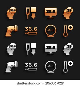 Set Medical thermometer, High human body temperature, Meteorology, Digital,  and  icon. Vector