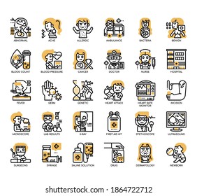 Set von medizinischen dünnen Linien und Pixel perfekte Symbole für jedes Web- und App-Projekt. 
