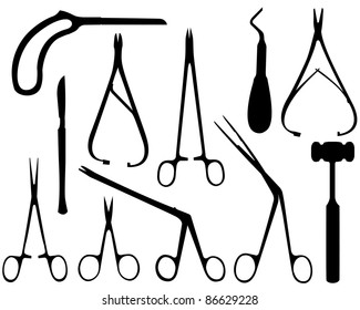 Set of medical tools on a white background