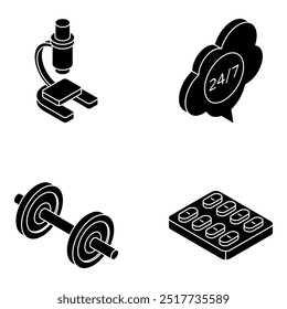 Set of Medical Treatment Flat Icons

