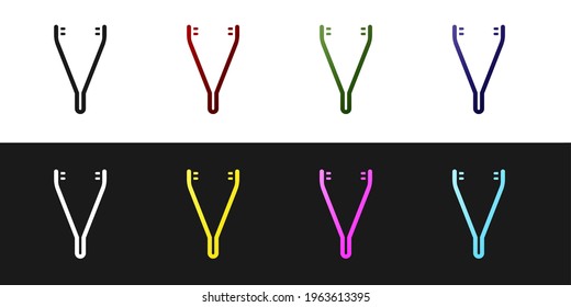 Set Medical tweezers icon isolated on black and white background. Medicine and health. Anatomical tweezers.  Vector Illustration