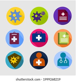 a set of medical vector icons, sign and symbols in flat design for mobile and web apps