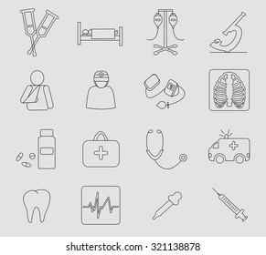 Set of medical vector line icons