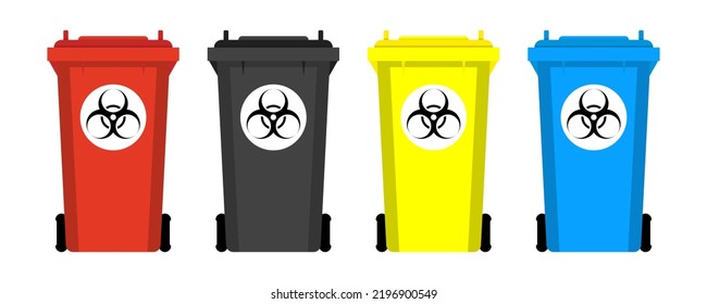 Colocar basura médica. Signo de residuos contaminados. Basura de riesgo biológico