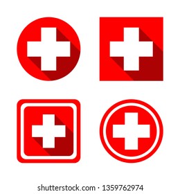set of Medical white cross symbol