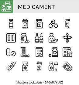Set of medicament icons such as Medicine, Drug container, Pills, Drugs, Blister pack, Drug, Ointment , medicament