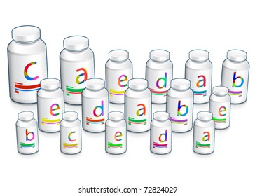Set of medication bottles