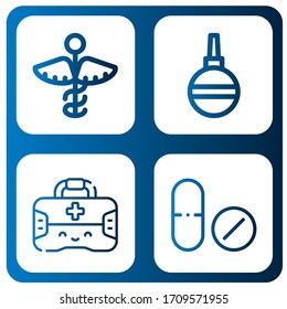 Set Of Medication Icons. Such As Medicine, Pear Enema, First Aid Kit, Drug , Medication Icons