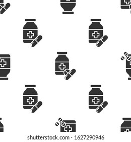 Set Medicine bottle and pills, Medicine bottle and pills and Medicine bottle and pills on seamless pattern. Vector
